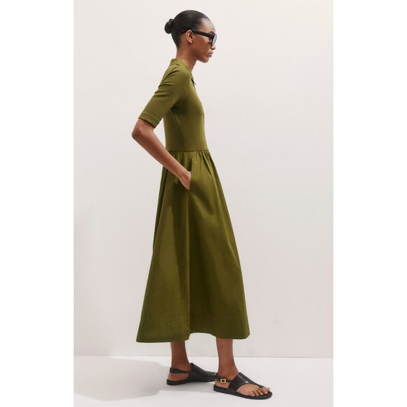 Me+Em Mixed Media Shirt Collar Maxi Dress size US 4 - Picture 1 of 7